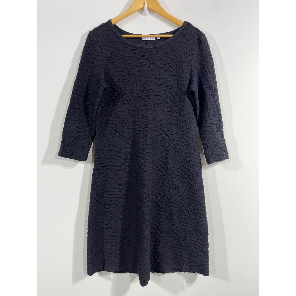 Habitat Lagenlook Textured Crinkle Knit Shift Dress Boat Neck Womens Small Artsy